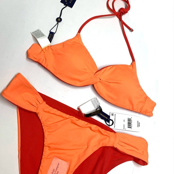 POLO Ralph Lauren Orange and Red Reversible Bikini - Picture 13 of 16
